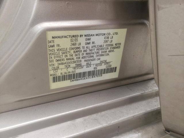 Photo 10 from auction – 2005 NISSAN MAXIMA SE with VIN 1N4BA41EX5C847059