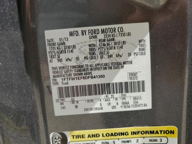 Photo 10 from auction – 2013 FORD F150 SUPER with VIN 1FTFW1EF8DFB41350