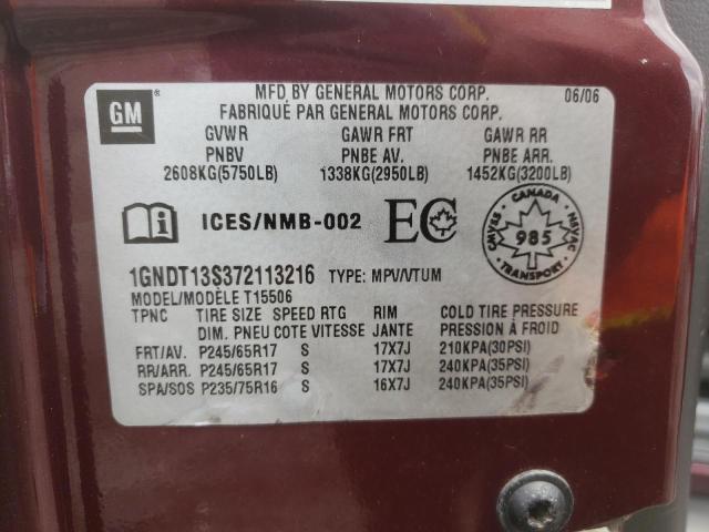 Photo 10 from auction – 2007 CHEVROLET TRAILBLAZE with VIN 1GNDT13S372113216