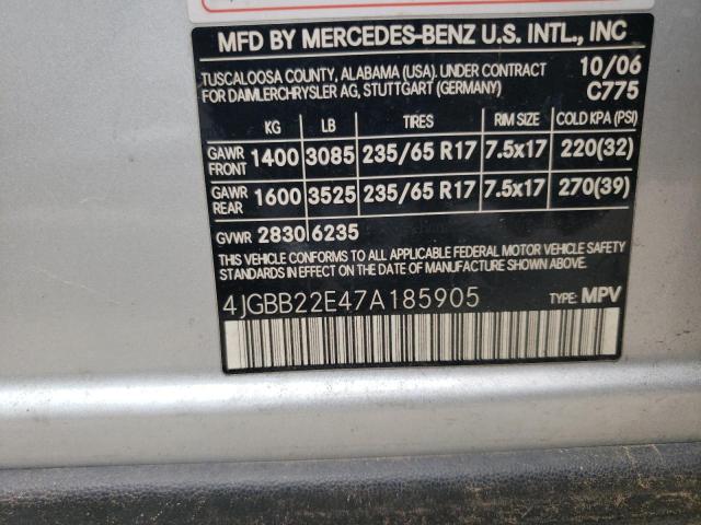Photo 10 from auction – 2007 MERCEDES-BENZ ML 320 CDI with VIN 4JGBB22E47A185905