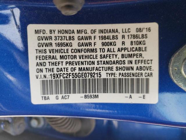 Photo 10 from auction – 2016 HONDA CIVIC LX with VIN 19XFC2F55GE079215
