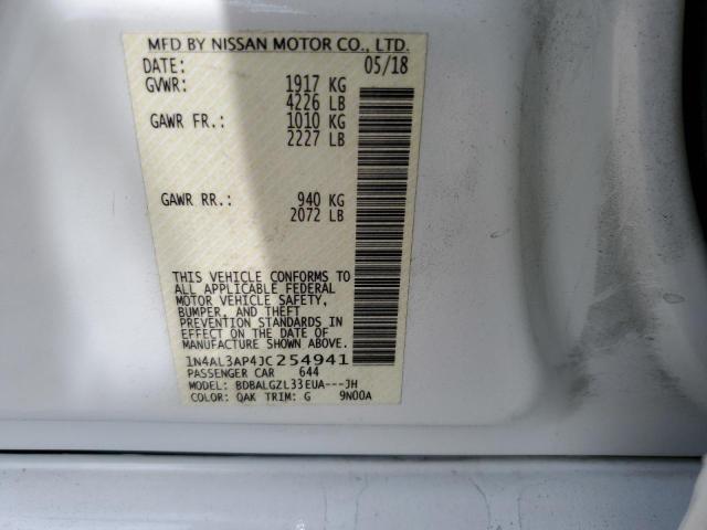 Photo 10 from auction – 2018 NISSAN ALTIMA 2.5 with VIN 1N4AL3AP4JC254941