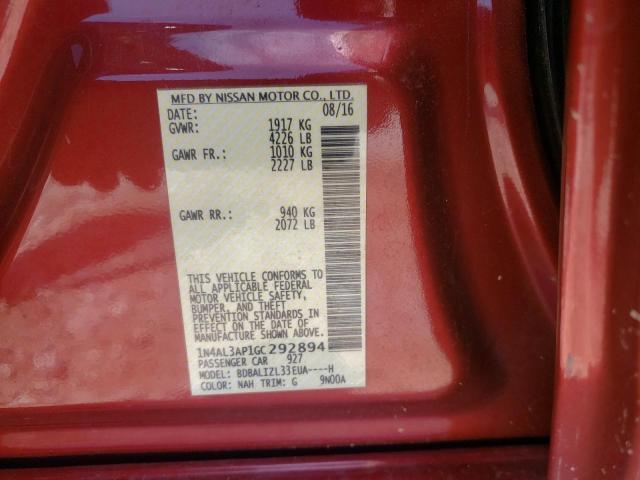 Photo 10 from auction – 2016 NISSAN ALTIMA 2.5 with VIN 1N4AL3AP1GC292894
