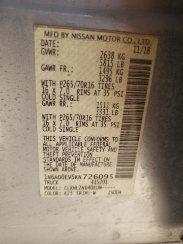 Photo 10 from auction – 2019 NISSAN FRONTIER S with VIN 1N6AD0EV5KN726095