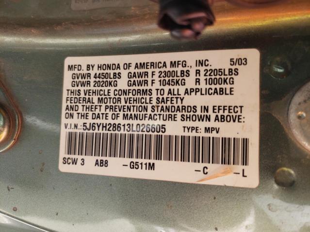 Photo 10 from auction – 2003 HONDA ELEMENT EX with VIN 5J6YH28613L026605