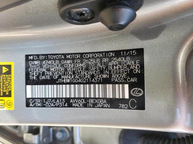 Photo 10 from auction – 2016 LEXUS ES 300H with VIN JTHBW1GG4G2114371