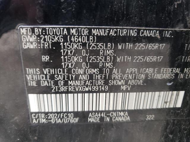 Photo 10 from auction – 2016 TOYOTA RAV4 XLE with VIN 2T3RFREVXGW499149