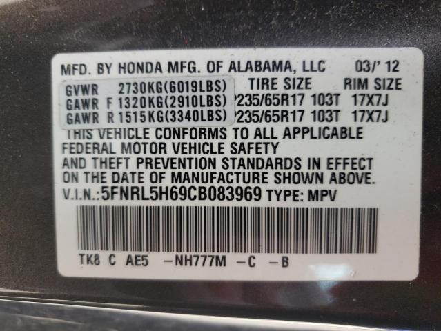 Photo 10 from auction – 2012 HONDA ODYSSEY EX with VIN 5FNRL5H69CB083969