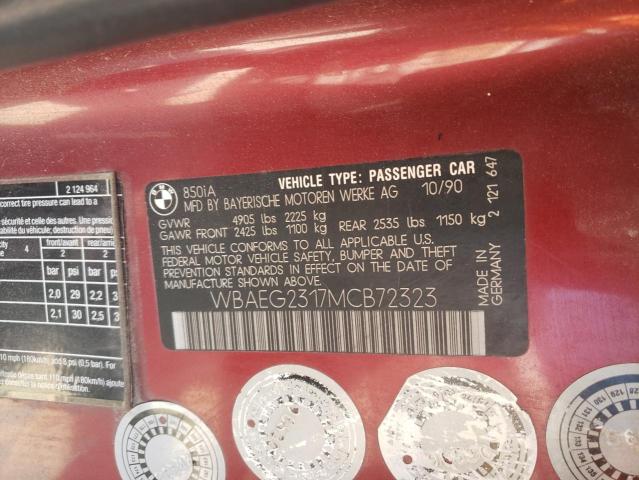 Photo 10 from auction – 1991 BMW 850 I AUTO with VIN WBAEG2317MCB72323