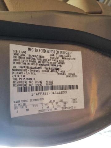 Photo 10 from auction – 2003 FORD TAURUS SES with VIN 1FAFP55S43A166233