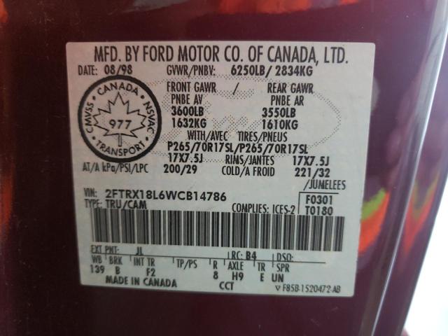 Photo 10 from auction – 1998 FORD F150 with VIN 2FTRX18L6WCB14786