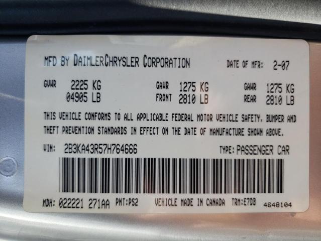 Photo 10 from auction – 2007 DODGE CHARGER SE with VIN 2B3KA43G47H819543