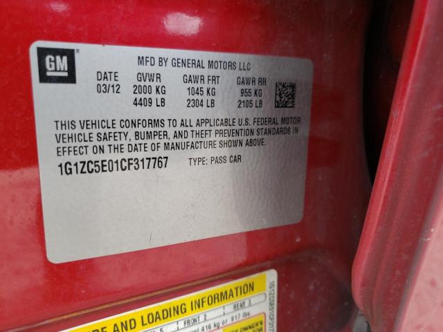 Photo 10 from auction – 2012 CHEVROLET MALIBU LT with VIN 1G1ZC5E01CF317767