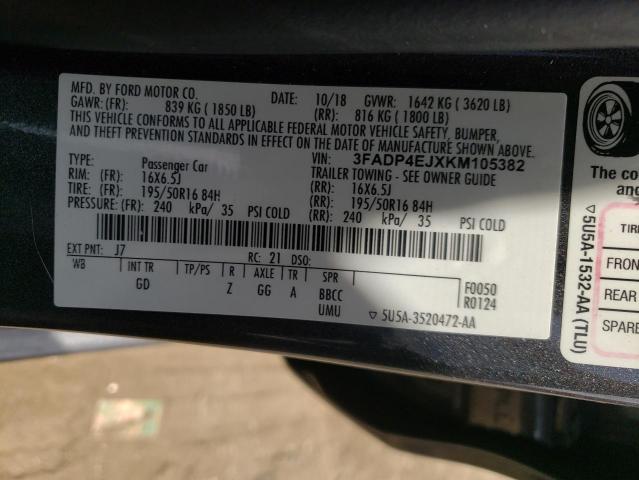 Photo 10 from auction – 2019 FORD FIESTA SE with VIN 3FADP4EJXKM105382