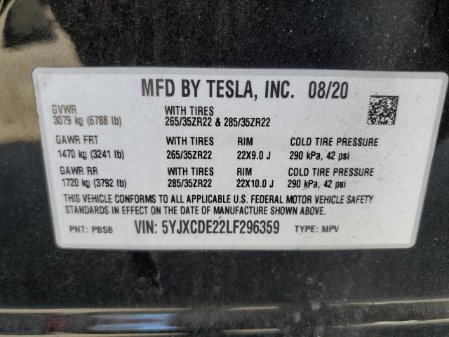 Photo 10 from auction – 2020 TESLA MODEL X with VIN 5YJXCDE22LF296359