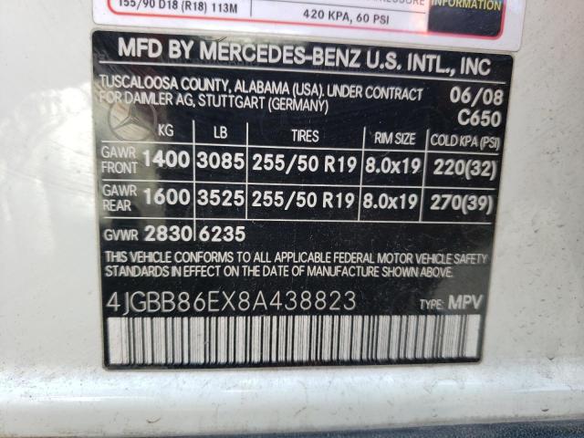 Photo 10 from auction – 2008 MERCEDES-BENZ ML 350 with VIN 4JGBB86EX8A438823