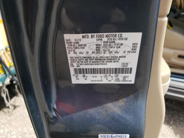 Photo 10 from auction – 2012 FORD ESCAPE XLT with VIN 1FMCU0DG5CKB75535