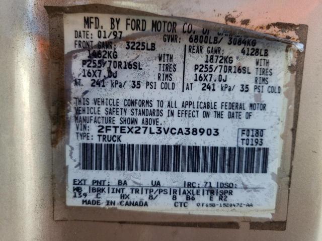 Photo 10 from auction – 1997 FORD F250 with VIN 2FTEX27L3VCA38903