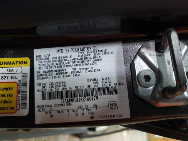 Photo 10 from auction – 2019 FORD FUSION SE with VIN 3FA6P0HD1KR160779