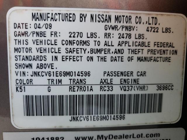 Photo 10 from auction – 2009 INFINITI G37 BASE with VIN JNKCV61E69M014596