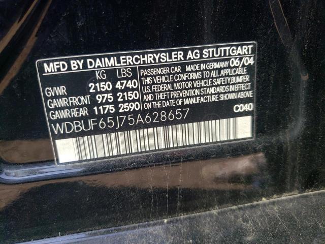Photo 10 from auction – 2005 MERCEDES-BENZ E 320 with VIN WDBUF65J75A628657