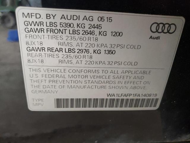 Photo 10 from auction – 2015 AUDI Q5 PREMIUM with VIN WA1LFAFP1FA140819