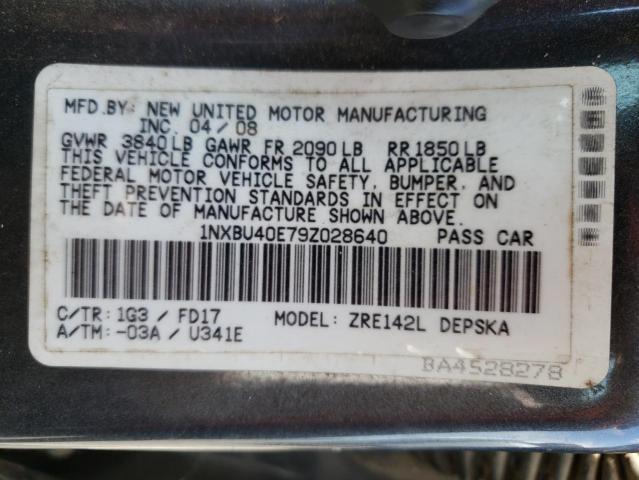 Photo 10 from auction – 2009 TOYOTA COROLLA BA with VIN 1NXBU40E79Z028640