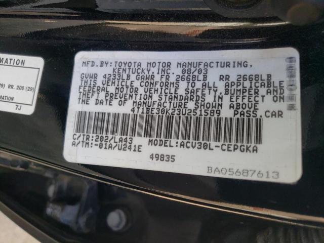 Photo 10 from auction – 2003 TOYOTA CAMRY LE with VIN 4T1BE30K23U251589