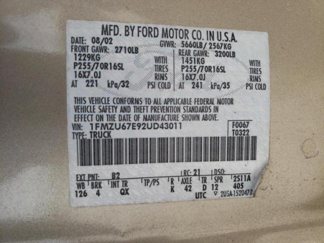 Photo 10 from auction – 2002 FORD EXPLORER S with VIN 1FMZU67E92UD43011
