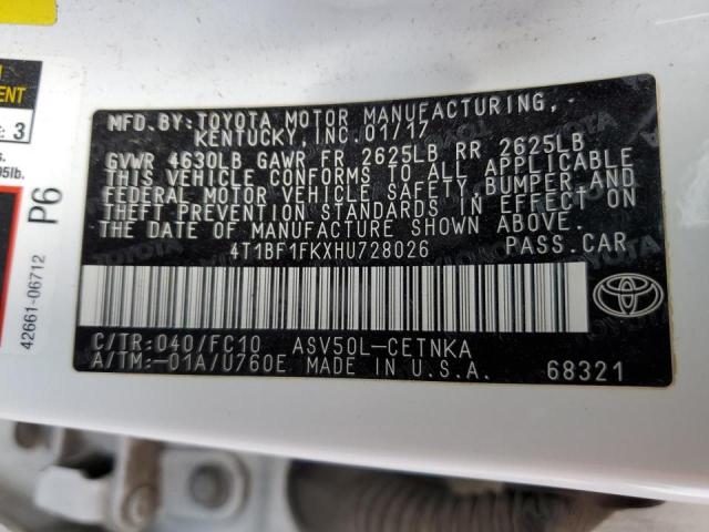 Photo 10 from auction – 2017 TOYOTA CAMRY LE with VIN 4T1BF1FKXHU728026