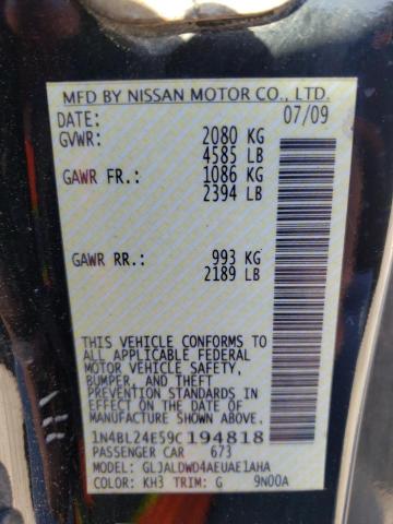 Photo 10 from auction – 2009 NISSAN ALTIMA with VIN 1N4BL24E59C194818