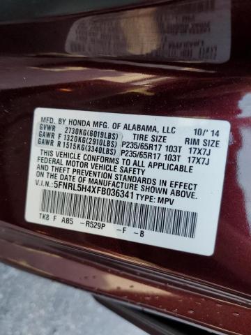 Photo 10 from auction – 2015 HONDA ODYSSEY EX with VIN 5FNRL5H4XFB036341