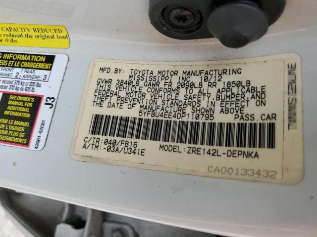 Photo 10 from auction – 2013 TOYOTA COROLLA BA with VIN 5YFBU4EE4DP110795