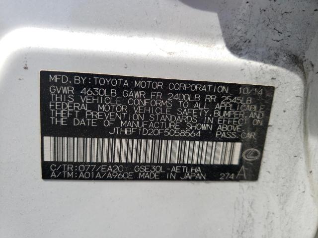 Photo 10 from auction – 2015 LEXUS IS 250 with VIN JTHBF1D20F5058564