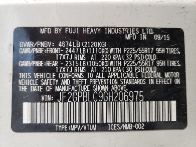 Photo 10 from auction – 2016 SUBARU CROSSTREK with VIN JF2GPBLC9GH206975