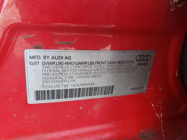 Photo 10 from auction – 2008 AUDI A4 2.0T with VIN WAUAF78E18A089009