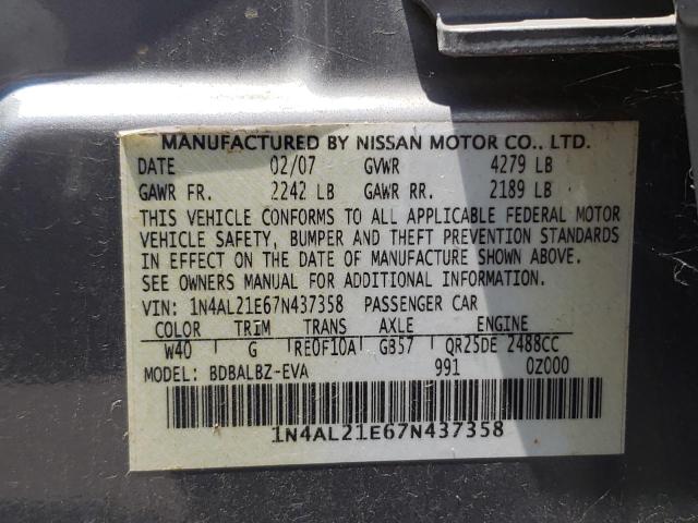 Photo 10 from auction – 2007 NISSAN ALTIMA 2.5 with VIN 1N4AL21E67N437358