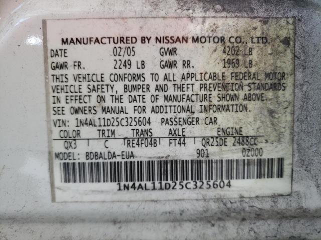 Photo 10 from auction – 2005 NISSAN ALTIMA S with VIN 1N4AL11D25C325604