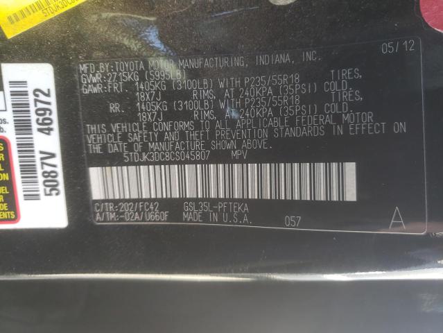 Photo 10 from auction – 2012 TOYOTA SIENNA LE with VIN 5TDJK3DC8CS045807