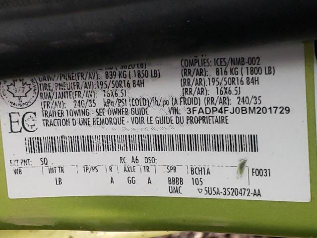 Photo 10 from auction – 2011 FORD FIESTA SES with VIN 3FADP4FJ0BM201729