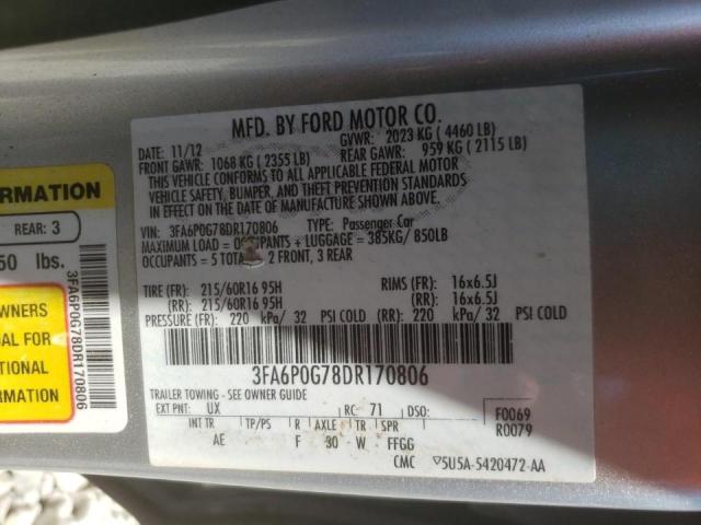 Photo 10 from auction – 2013 FORD FUSION S with VIN 3FA6P0G78DR170806