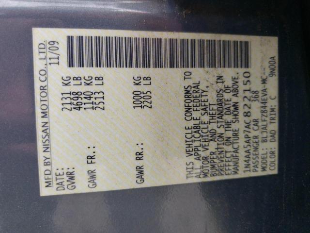 Photo 10 from auction – 2010 NISSAN MAXIMA S with VIN 1N4AA5AP7AC822150