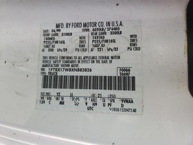 Photo 10 from auction – 1999 FORD F150 with VIN 1FTRX17W8XNB83826