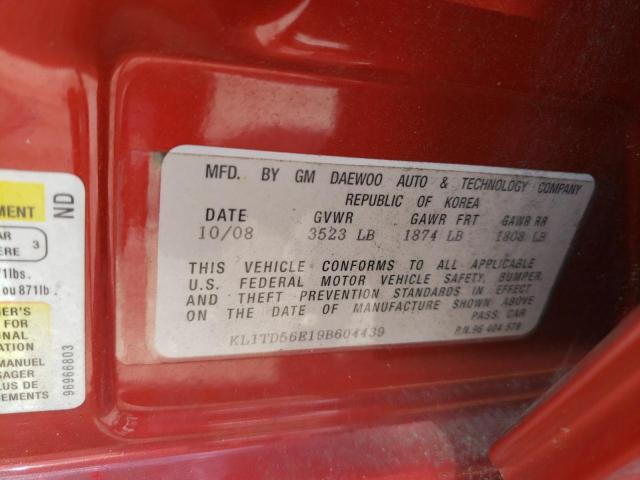 Photo 10 from auction – 2009 CHEVROLET AVEO LS with VIN KL1TD56E19B604439