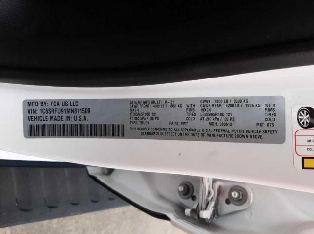 Photo 10 from auction – 2021 RAM 1500 TRX with VIN 1C6SRFU91MN811509