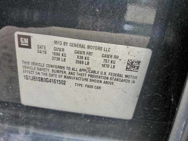 Photo 10 from auction – 2016 CHEVROLET SONIC LTZ with VIN 1G1JE6SB0G4161502