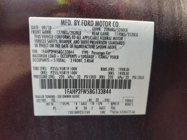 Photo 10 from auction – 2011 FORD TAURUS LIM with VIN 1FAHP2FW5BG133844