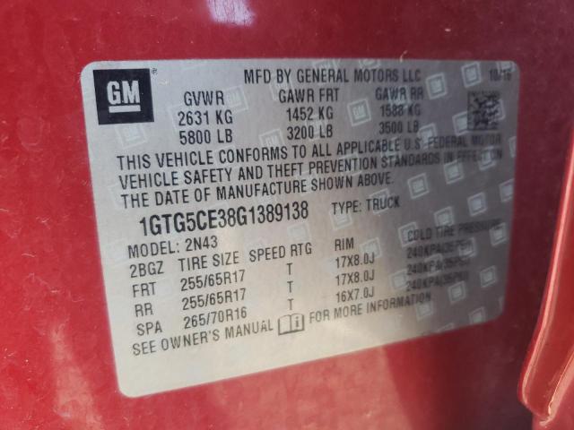 Photo 10 from auction – 2016 GMC CANYON SLE with VIN 1GTG5CE38G1389138