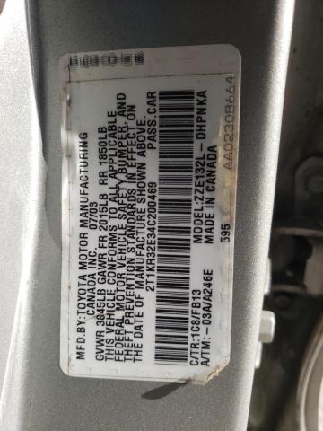Photo 10 from auction – 2004 TOYOTA COROLLA MA with VIN 2T1KR32E34C200469