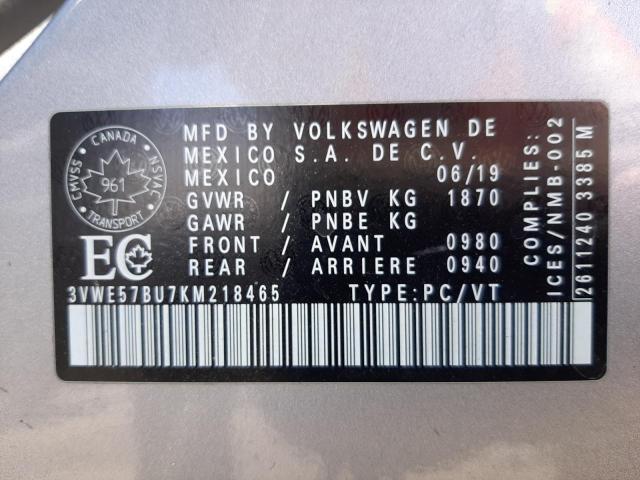 Photo 10 from auction – 2019 VOLKSWAGEN JETTA SEL with VIN 3VWE57BU7KM218465